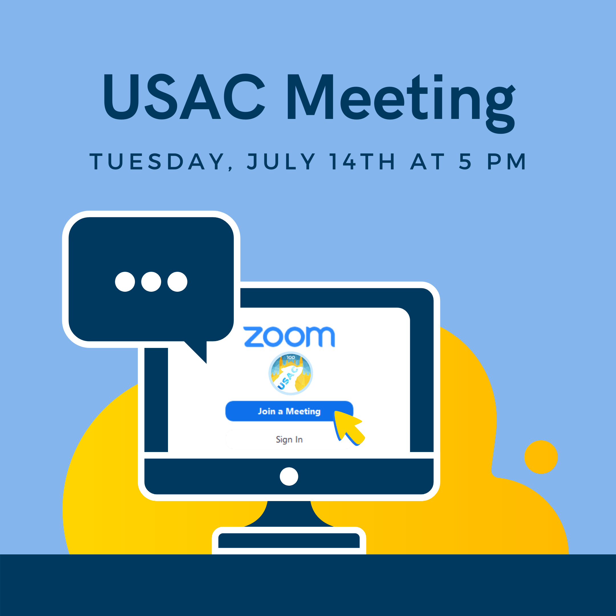 USAC Meeting on Tuesday, July 14th at 5:00 PM PST